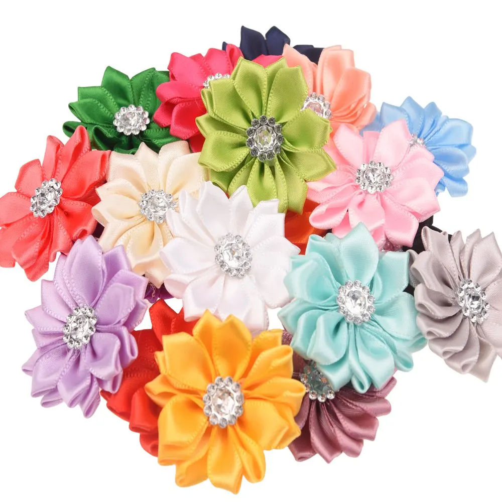 20PCS kunstige blomsterbuketter Rhinestone Blomst DIY Blomster Hjem dekoration hår tilbehør til Hovedbøjle Ingen Klip Nr Buer 4