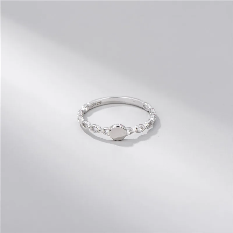 Sodrov S925 sterling sølv kæde ring kvindelige Japanske og koreanske mode personlighed enkle design strap lukket ring 4