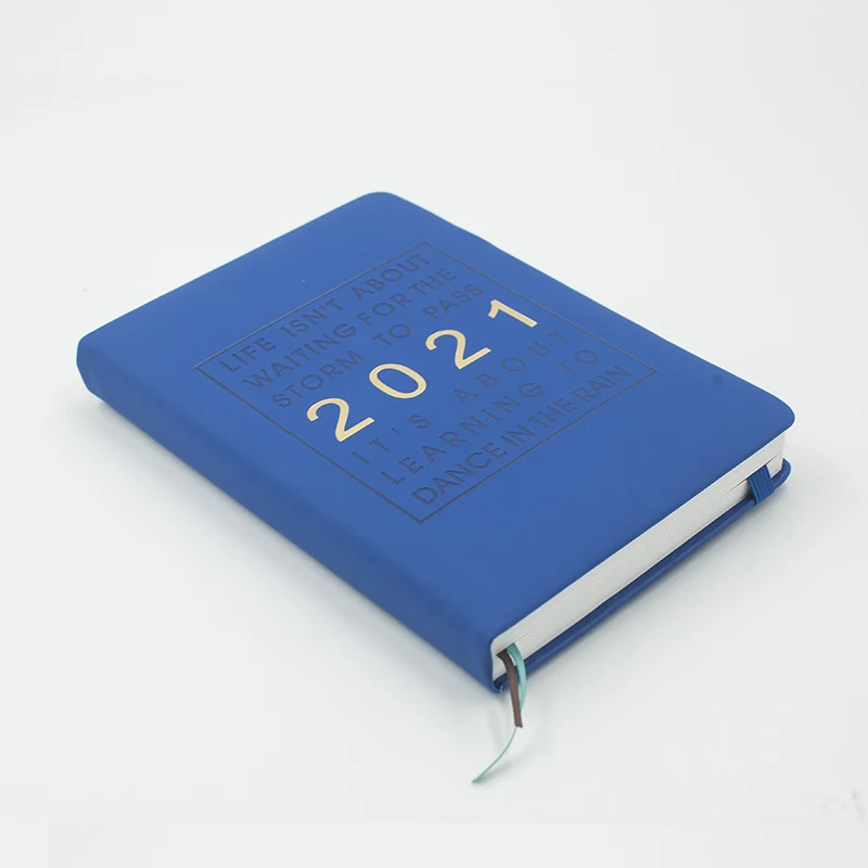 Dagsorden 2021 Dagbog Planner Engelsk Notebook Nye Mode Jan-Dec Tykkere A5 Læder Soft Cover Skole Effektivitet Tidende 4