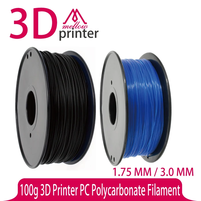 100g 3D-Printer PC Filament 1.75 / 3.0 til Makerbot,Reprap OP,Afinia,Flash Smedje og alle FDM 3D-Printere,Blå Semi-gennemsigtig 4