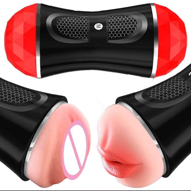 Sex Legetøj til Mænd Silikone Skeden Munden Erotisk Pocket Pussy Stramme Mundtlig Mandlige Masturbatior Dobbelt-Kanaler Vaginal Falske Maskine 4