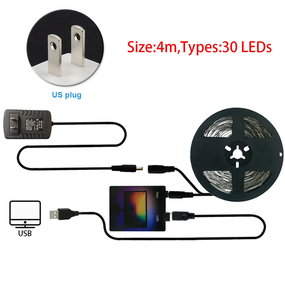 WS2812 Nem at Installere Holdbare LED Strip Light Kit Omgivende Home Decor RGB USB-Fleksibel i forhold Til Desktop-PC-Skærm på TV Tilbage 4