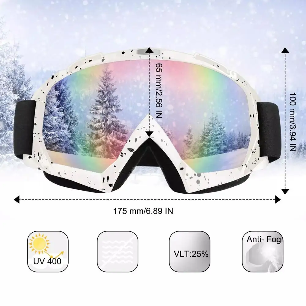 Kvinder Mænd Ski Goggles Dobbelt Lag UV-Snowboard Goggles Vinter Vindtæt Anti-Fog Beskyttelse Ski Maske, Briller Brillerne D30 4