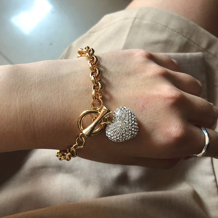 Mode Rhines Hjerte Armbånd Til Kvinder Tilbehør 2020 Guld Kæde Armbånd Kvindelige Luksus Smykker Gave til Hustru 4
