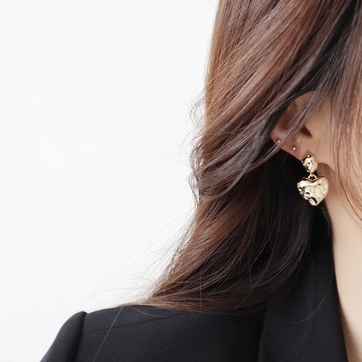 14k Ægte Forgyldt Mode Smykker Kærlighed-formet Mikro-indlagt Zircon Stjerne Øreringe til Kvinde af Høj kvalitet fransk Stil Øreringe 4