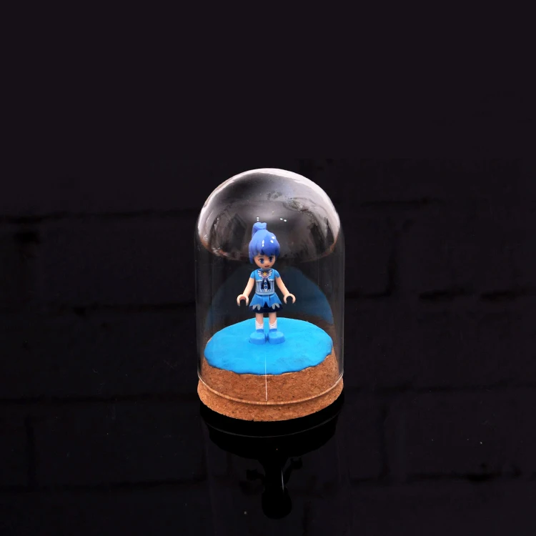 3Pack Mini Glas Cloche Dome Bell Jar Displayet Stå Dække Terrarium Flaske med Kork Base for Indretning og DIY 4