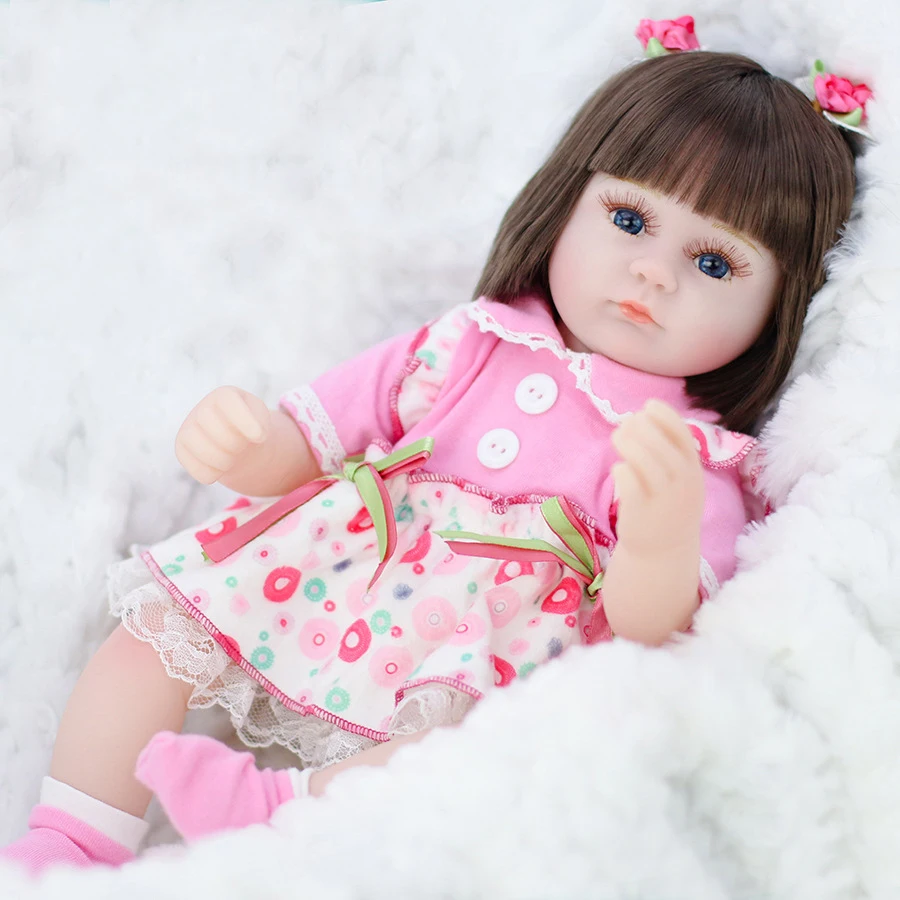 NYE 42CM Reborn Baby Doll 17 Tommer Realistisk og naturtro Nyfødte Babyer Dukke Legetøj Til Piger Toddler Blå Øjne Genfødt Fødselsdagsgave 4