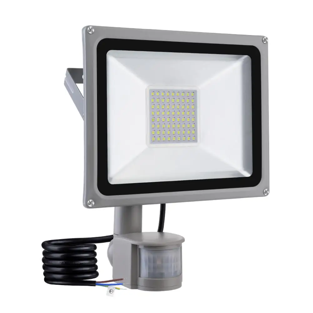 LED Projektør 50W SMD2835 Vandtæt LED spot Lampe Gade Lys PIR bevægelsesdetektor Cool Hvid Med Induktion 4