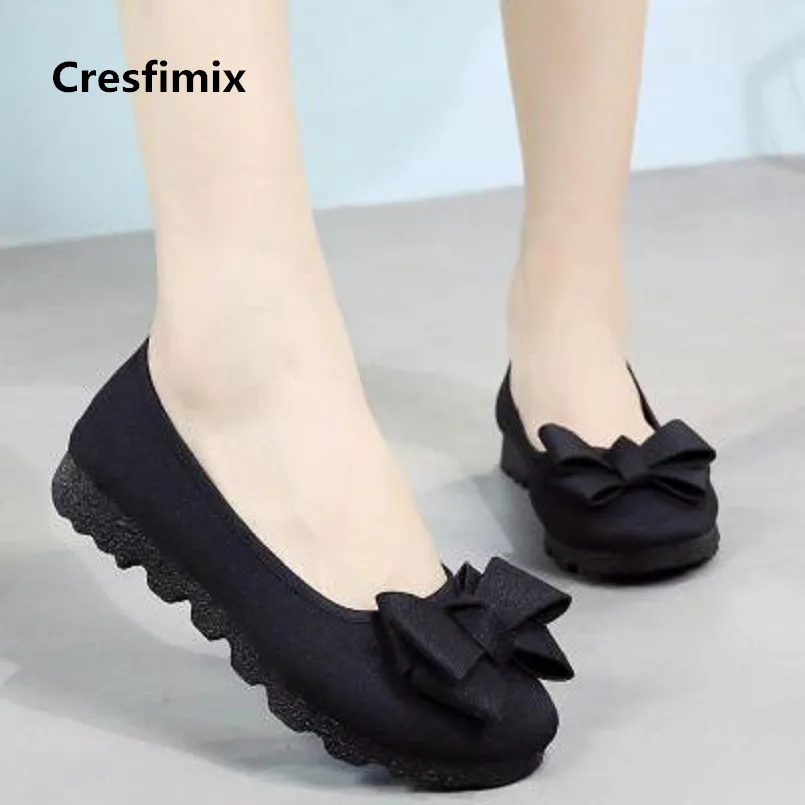 Cresfimix kvinder fashion forår & sommer slip på flade sko dame komfortable sorte loafers dame cool flok sommer sko a303 4