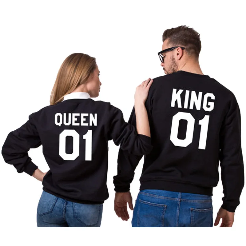 Kvindelige KONGE Dronning Brev Print Par Tøj og Hættetrøjer Kvinder Sweatshirts Plus Size Elsker Pullover 4