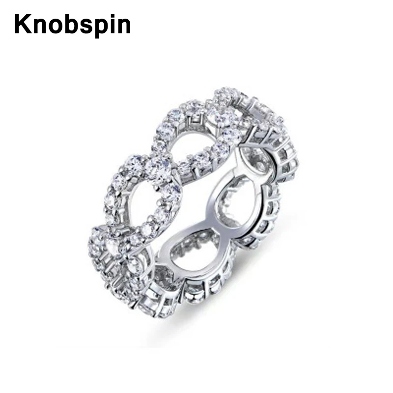 Knobspin 925 Sterling Sølv 2021 Nye Mode Hule Surround High Carbon Diamant For Kvinder ring Fine Smykker Wedding Party 4