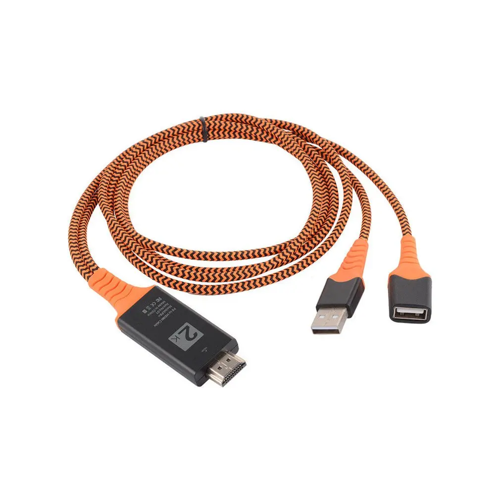 Bærbare Størrelse Nylon Wire Flettet USB-Kvinde til at HDMl Mandlige HDTV Adapter Kabel Støtte for Type-C Lightning Kabel 4