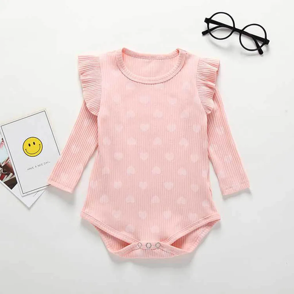 Toddler Baby Pige Flæser Børn Nyfødte Hjertet Ruched Heldragt, Afslappet Tøj Baby Body Tøj Infantil Tøj Kostume 2020 4