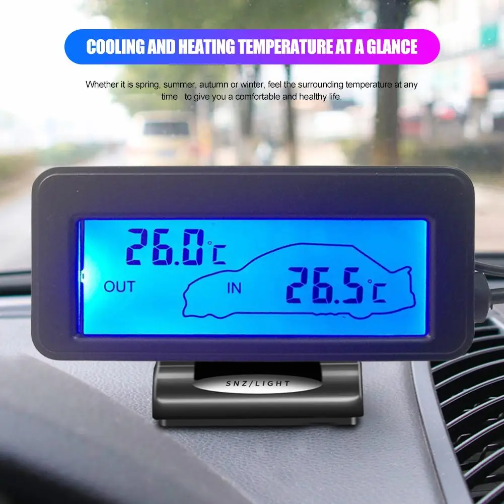 Mini LCD-Termometer DC12V Digital Indendørs behagelig Temperatur Sensor Baggrundslys Luftfugtighed Meter Termometer Hygrometer Måler 4