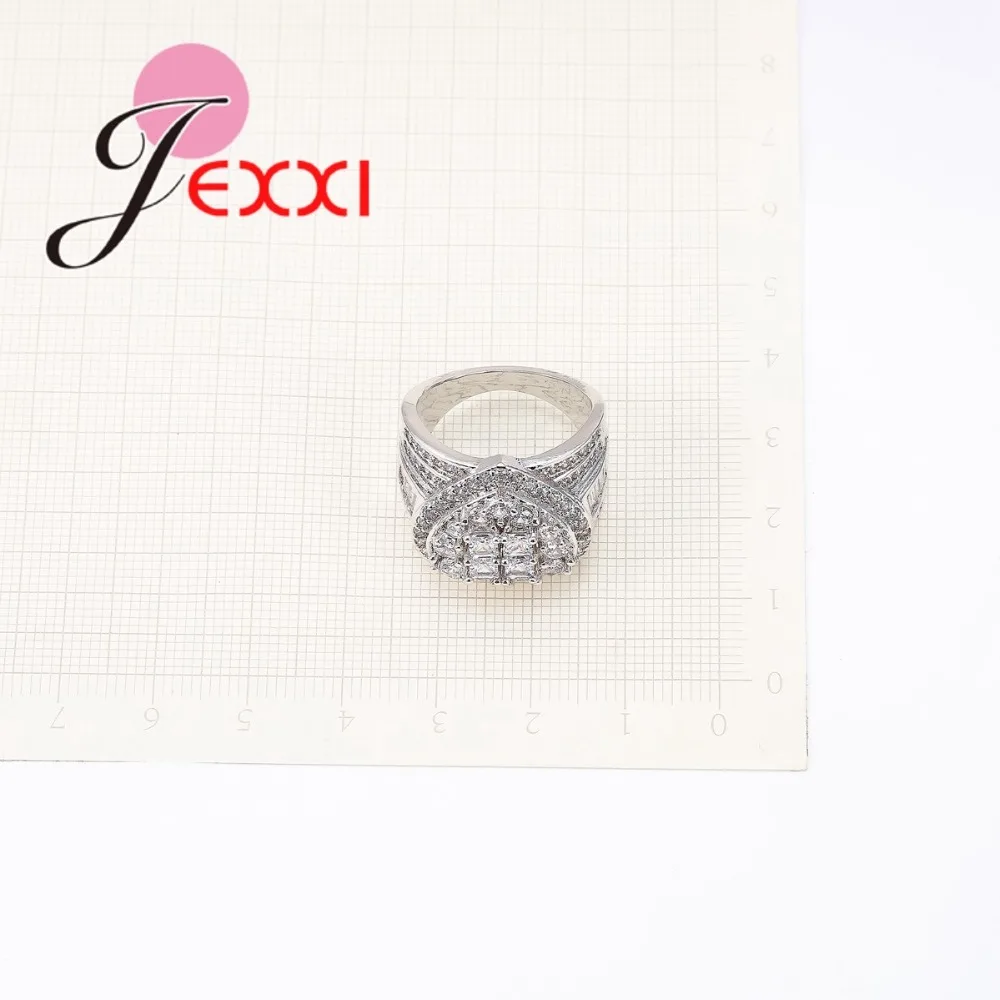 Luksus Kærlighed Hjerte Design Finger Ringe banet Micro Cubic Zircon Sterling Sølv 925 Smykker til Kvinder, Piger Gave 4