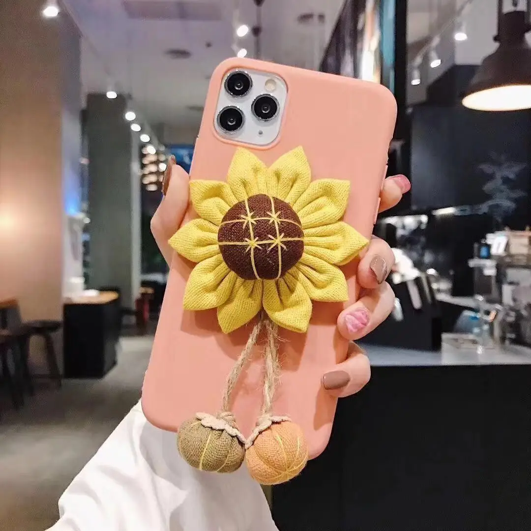 3D Søde Blomst Solsikke Daisy Blomster Soft Phone Case For Samsung Galaxy Note 8 9 10 20 S20 ultra S10 S8 S9 Plus Græskar Dække 4