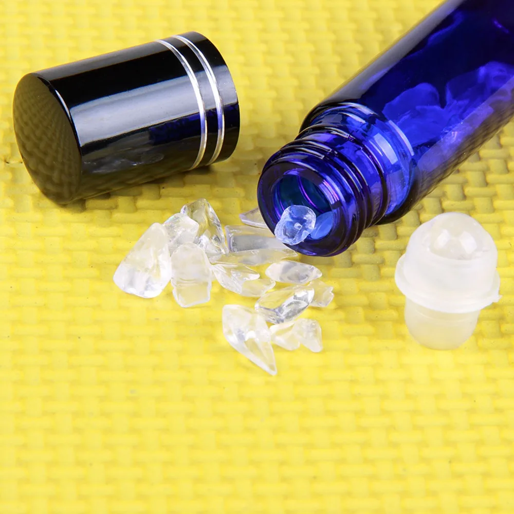 10stk Gemstone Rulle Bold Farve Glas Æterisk Olie 10ml Flasker Crystal Chips Inde i Bærbare Hjem Beholdere 4