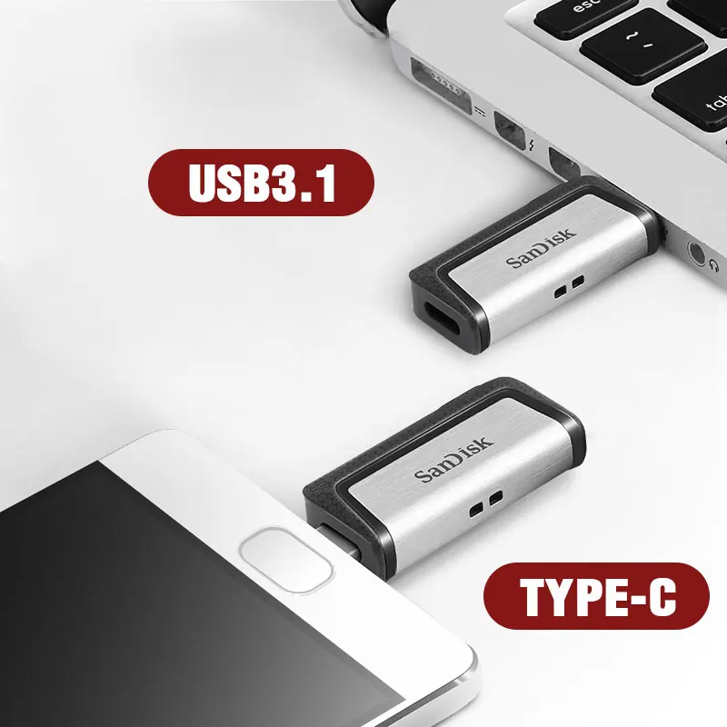Sandisk Pen-Drev SDDDC2 Ekstrem høj hastighed Type-C USB3.1 Dual OTG USB-Flash-Drev 256GB 128GB 64GB 16GB 130 M/S PenDrive 32GB 4