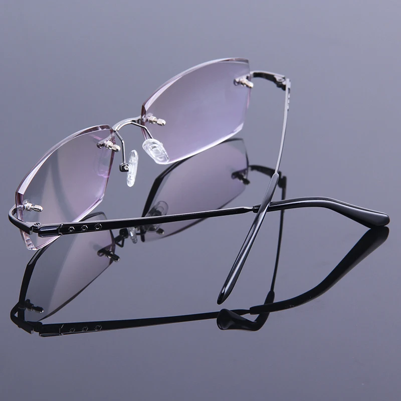 High Clear Diamond Cutting Rimless Reading Glasses Men Ultralight Optics Prescription Glasses Male Reader Presbyopic Eye Glasses 4