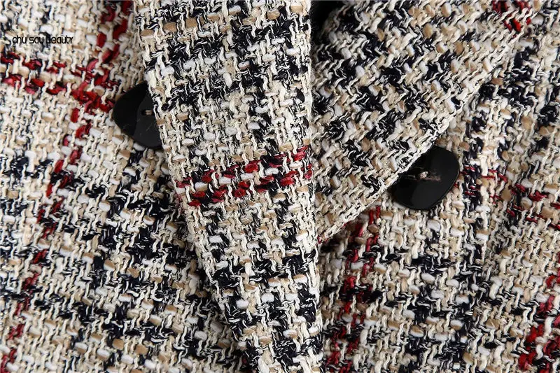 Kvinder 2020 Mode Dobbelt Tweed Ind Vintage Pels Lange Ærmer, Lommer Kvindelige Overtøj Smarte Toppe C146 4