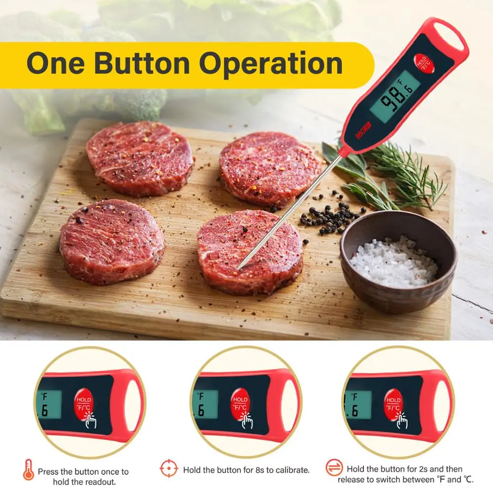 INKBIRD BG-HH1D Digital Håndholdt Kød Termometer Termometer 3-5s Hurtig Respons med Baggrundsbelysning til BBQ Grill Yoghurt Bage Ovn 4