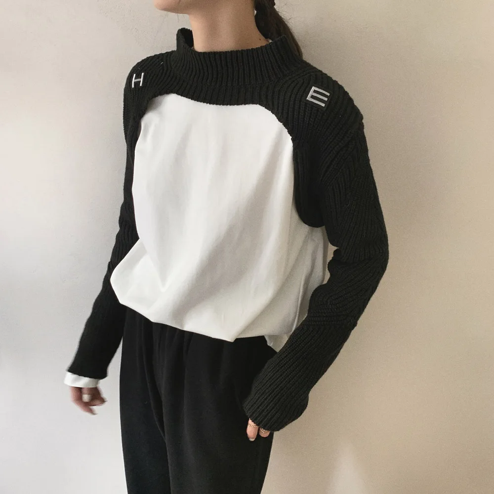 High Street Koreanske Mode Sweater Løs Hipster Enkle Designer Foråret Efteråret Den Nye Tynd Rund Hals, Lange Ærmer 4