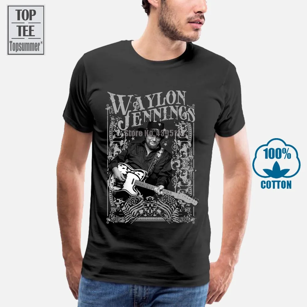 Waylon Jennings Holding Guitar T-Shirt S M L Xl 2Xl Helt Nye Officielle 4