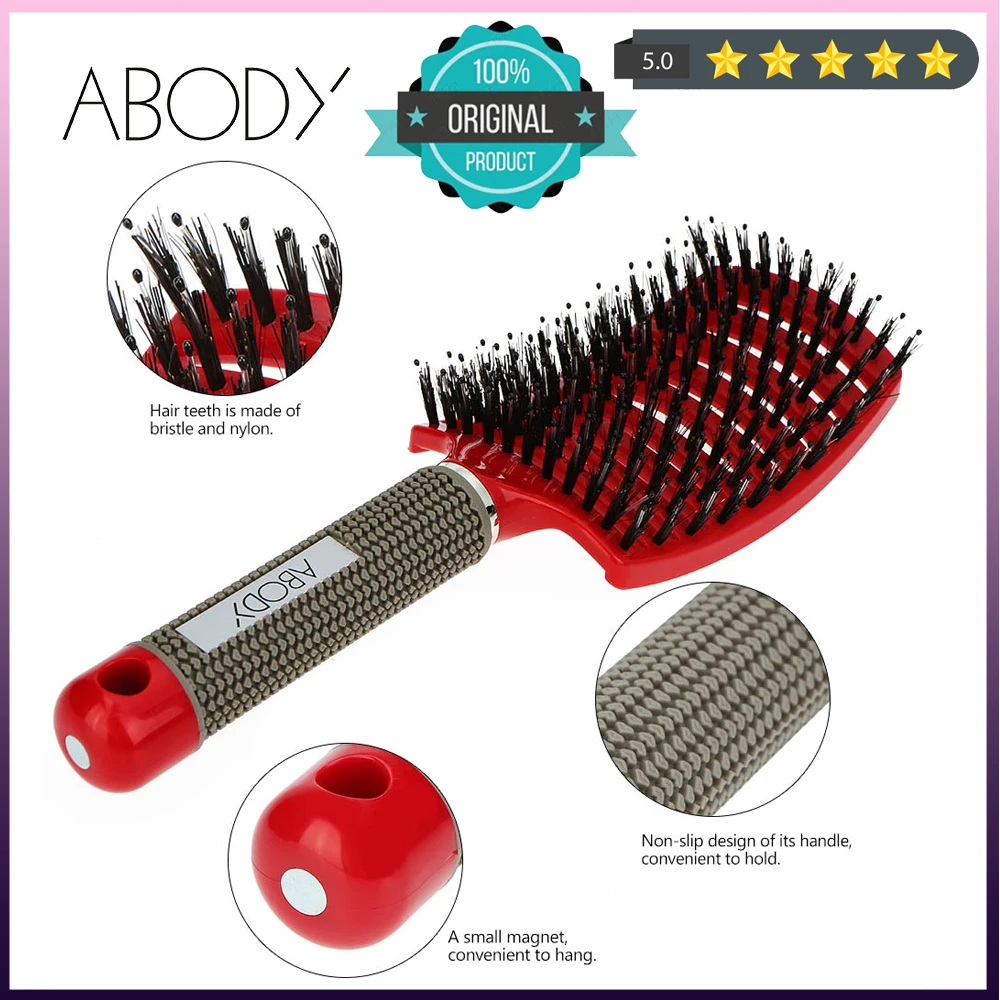 Legeme Billige Hair Brush Børste Nylon Hårbørste, Hair Combs Kvinder Curly Hovedbunds Massage Kam til frisør-Frisør, Styling Redskaber 4