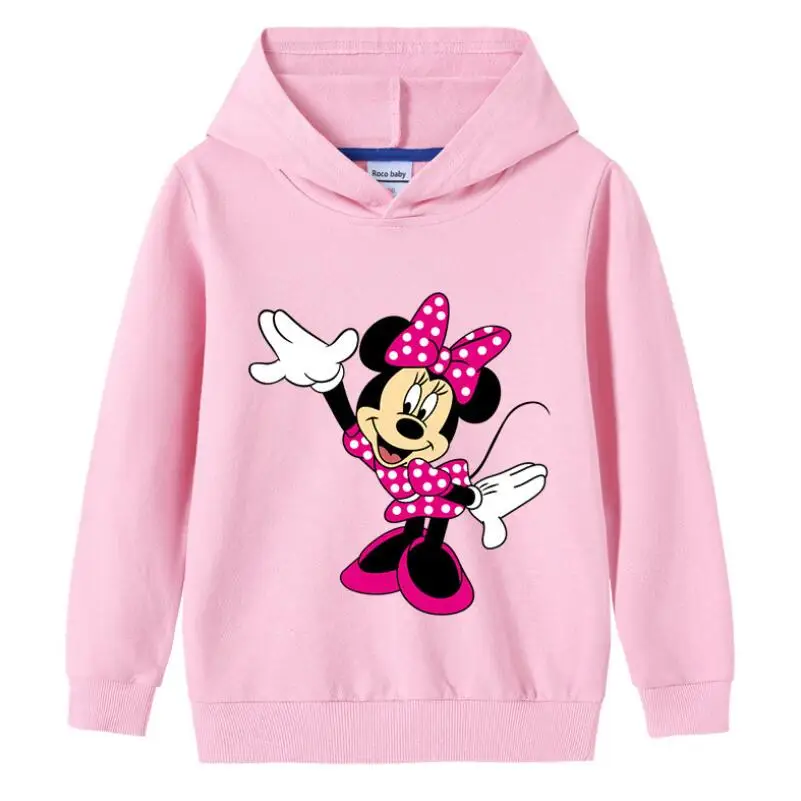Disney Minnie Mouse Bomuld Trøje med Lange Ærmer T-shirt Efteråret Tegnefilm Børne Tøj Toppe Baby Pige Børns Hættetrøjer 4