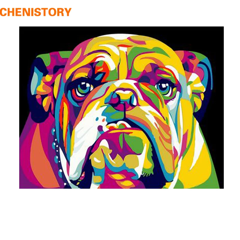 CHENISTORY Dog DIY-Maleri Af Antal Dyr, Maleri, Kalligrafi Akryl Maling Af Numre Til Hjemmet Decors 40 × 50cm Kunstværker 4