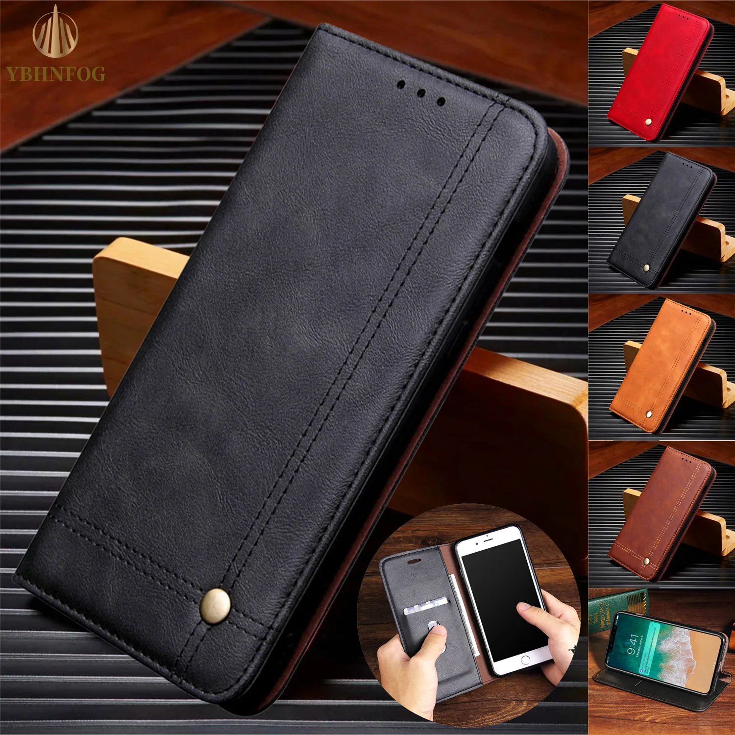 Magnetisk Læder Flip Phone Case For iPhone 12 Mini-11 Pro Max X XS-XR 6 6S + 7 8 Plus SE 2020 Wallet-Kort Slots Stå Bag Cover 4