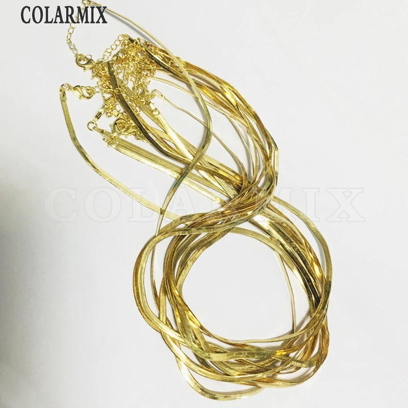 10stk Slange Fed kæde mix størrelse, Tilbehør til kvinder guld fyldt kæde snake-form halskæde 9647 4