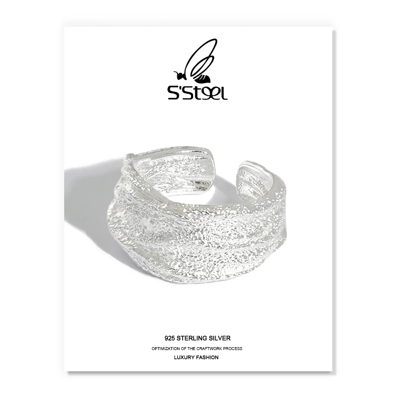 S'STEEL Uregelmæssige Ringe Til Kvinder 925 Sterling Sølv Minimalistisk Design Personlig Justerbar Ring Bague Argent Fine Smykker 4