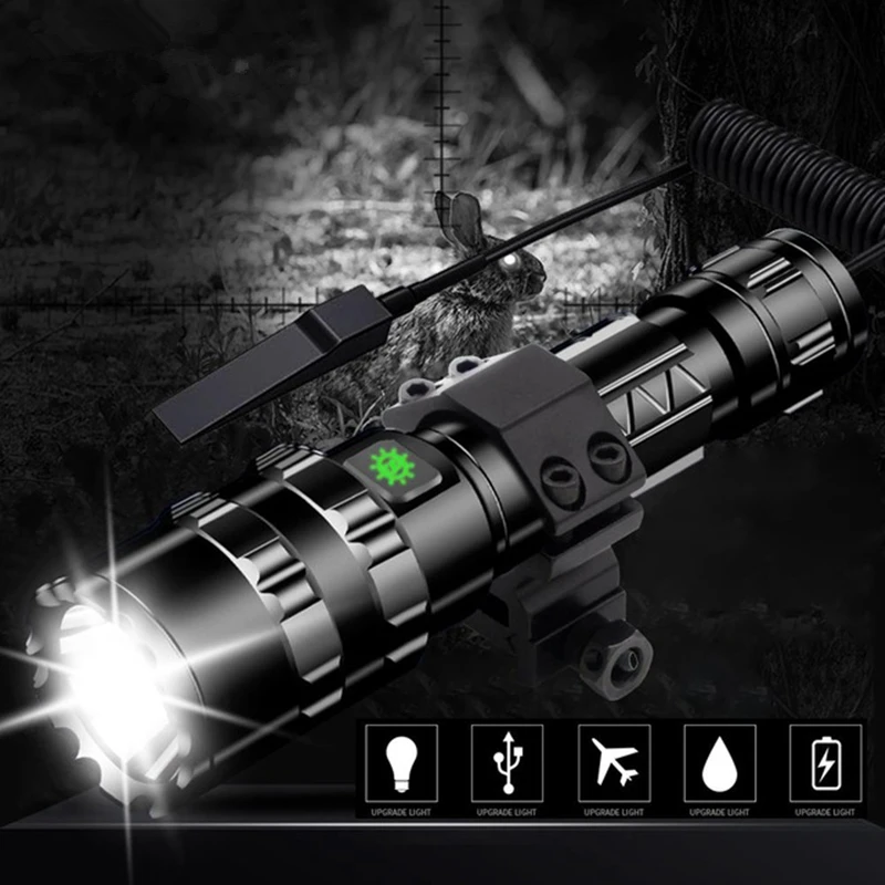 Lanterna 60000Lums Taktiske USB-Lommelygte Rechargeble Ultra Lyse L2 Vandtæt Lommelygte Jagt Lys 5 Tilstande med 1*18650 4