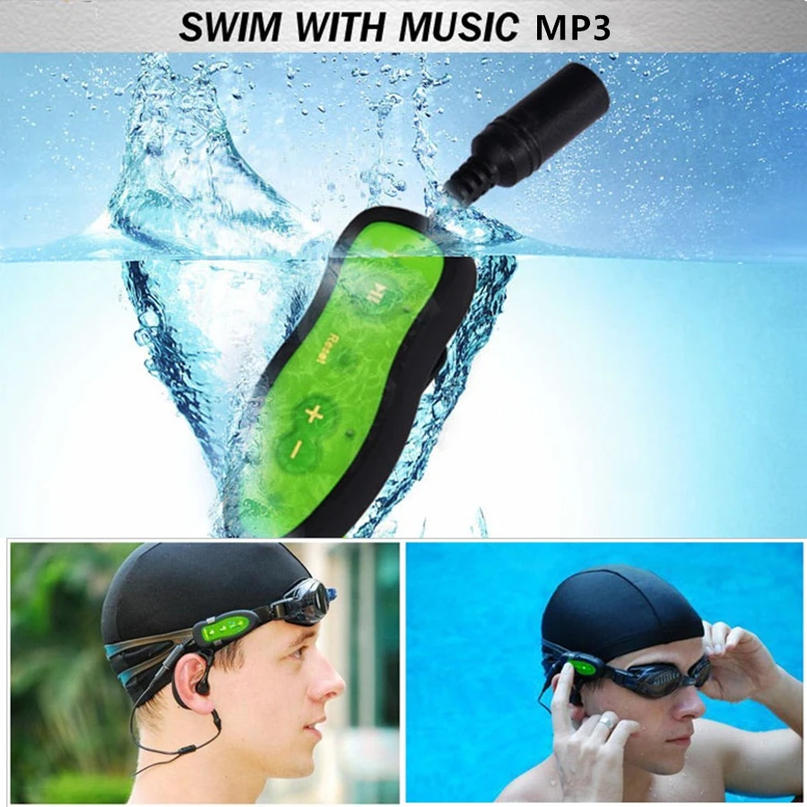Svømme MP3-Afspiller Vandtæt 2016 NY Svømme Hovedtelefoner, MP3-Afspiller Musik medieafspillere Dykning Vand Chip Sport MP3-Afspiller 4