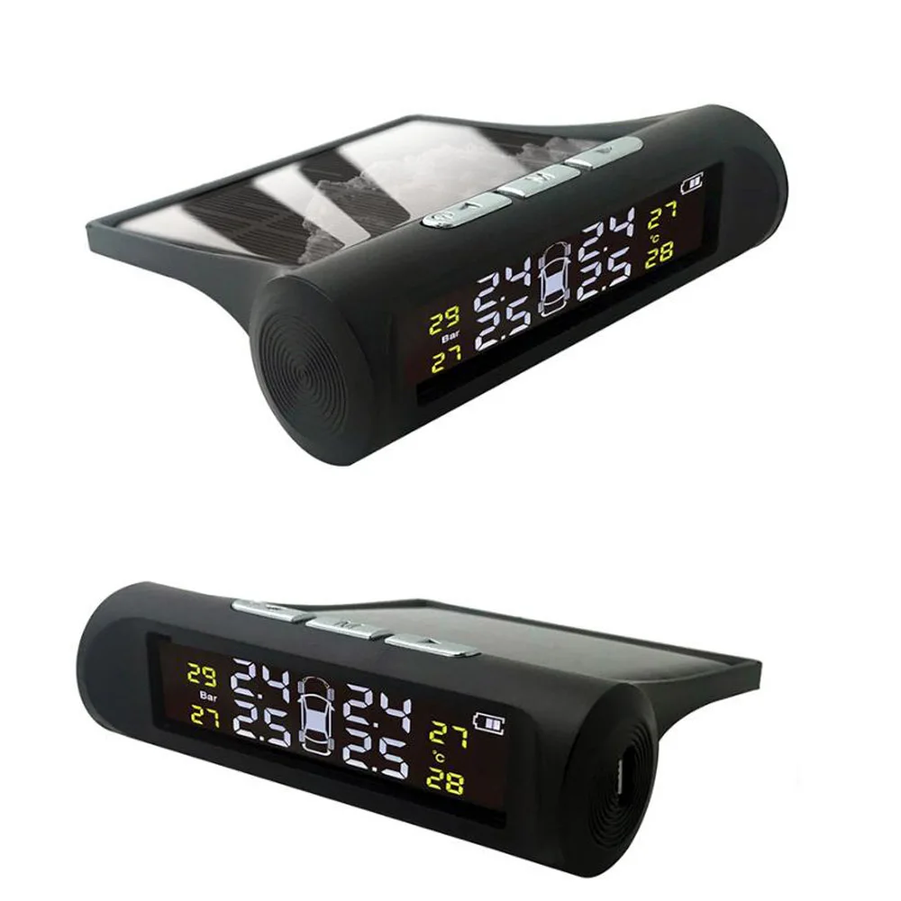 USB-Solar Oplader Bil TPMS-Tire Pressure Monitoring System HD Digital Display Auto Alarm af 4 eksterne eller Interne 4