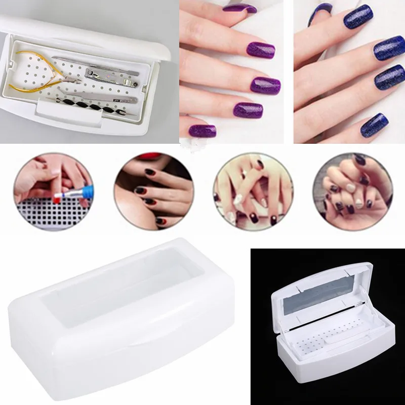 Hvid Plastik Negle Værktøjer Sterilisator Skuffe Enhed Sterilisation Max Desinfektion Beholder til Salon Manicure Tilbehør Værktøjer 4
