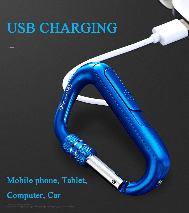 El-Lightere, en USB-Opladning er Lettere nøglering Metal Bærbare Karabinhage omgivende luft. flammeloes Genopladelige Vindtæt Plasma-Lettere 4