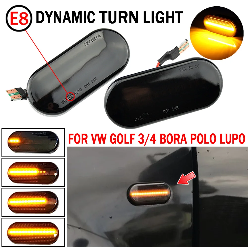 2stk Led Dynamic sidemarkeringslygter blinklys Lys For Volkswagen VW Bora Golf 3 4 Passat 3BG Polo SB6 SEAT Ibiza Leon Skoda, Ford 4