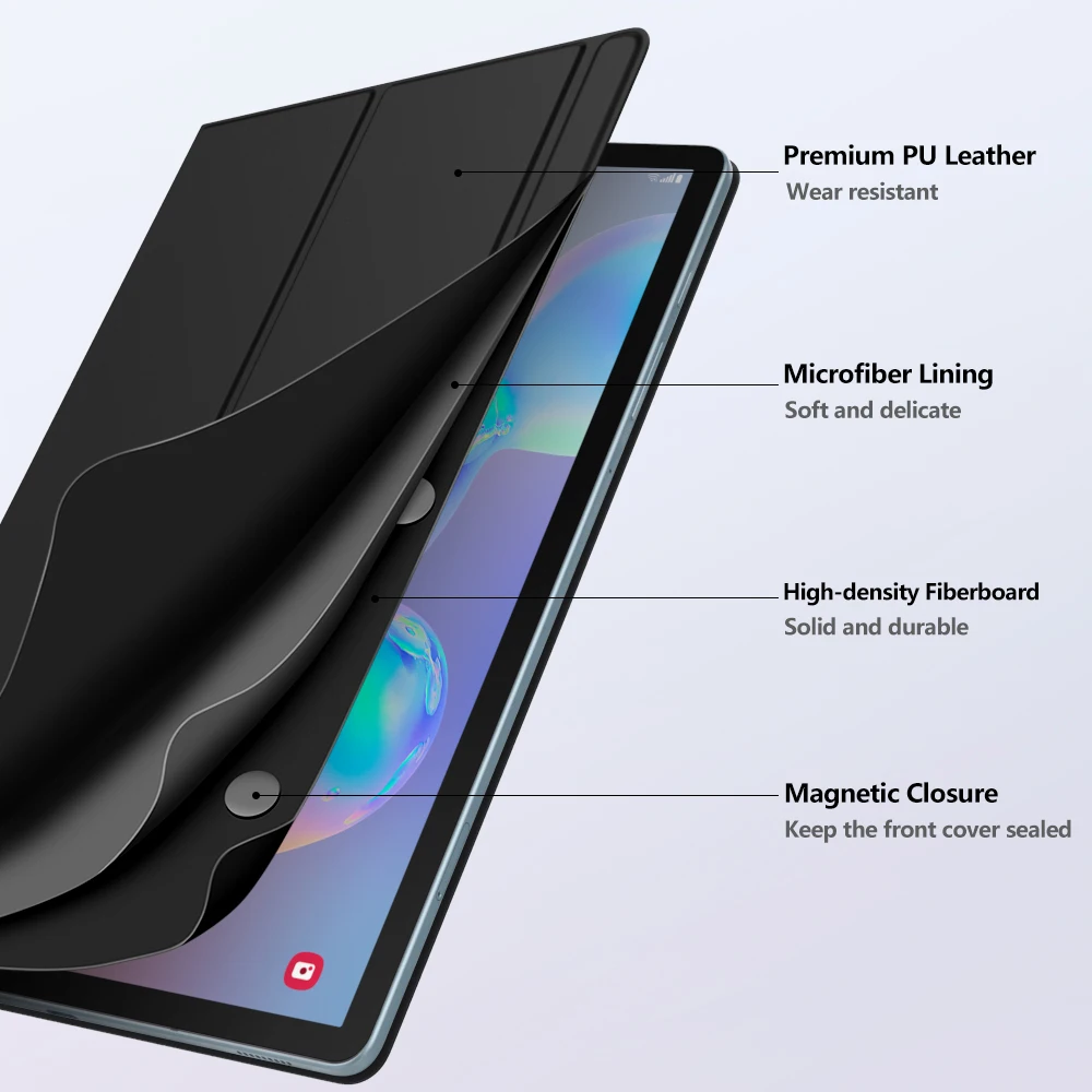 Smart Folio Case Til Samsung Galaxy Tab S6 10.5 2019,Slanke Smart Letvægts Shell Stå, Dække,Stærke Magnetiske Adsorption til Fanen 4