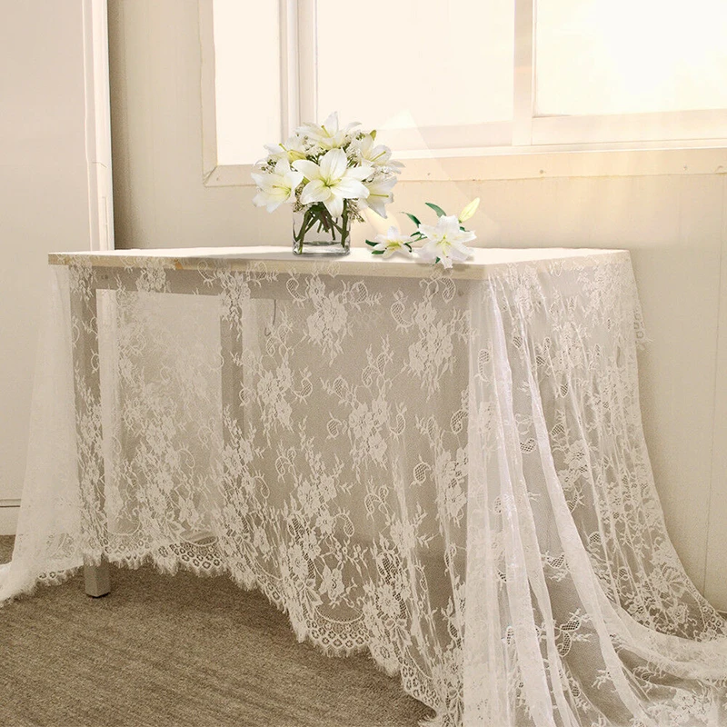 150*300cm Hvide Vintage dug Dekorative Blonder Dug spisebord Dække Klud Tekstil bryllupsfest Hotel Home Decor 4