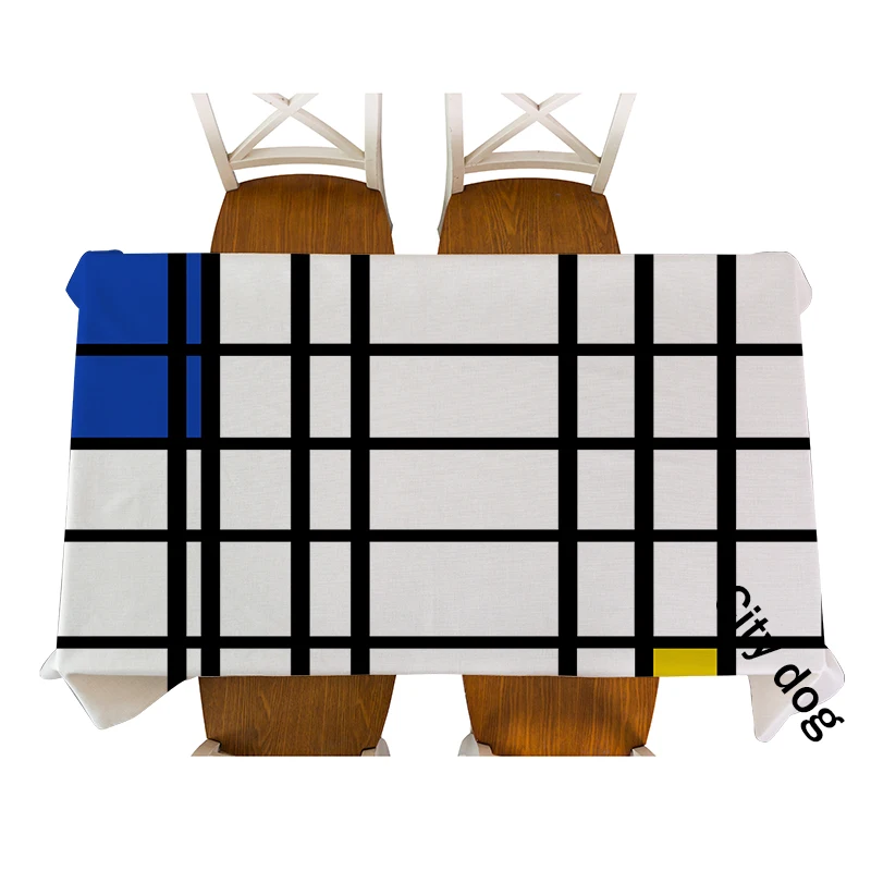 Hjem Stil Dekorative Geometriske Mondrian ' s gitter dug vandtæt Bomuld, Linned Dug spisebord Dækning For Indretning 4
