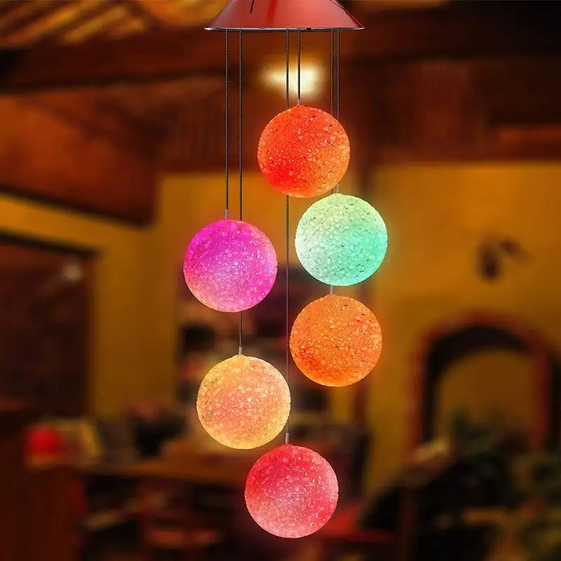 Sol-Drevne LED Wind Chime Bærbare Farve Skiftende Spiral Spinder Windchime Kreative Hjem Have Dekorative Lys Windbell 4