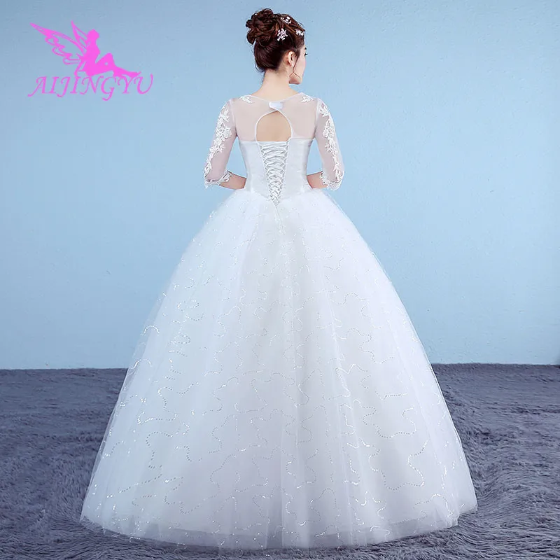 AIJINGYU 2021 elegante nye hot sælger billige bolden kjole snøre tilbage formelle kjoler til brudens brudekjole WK270 4