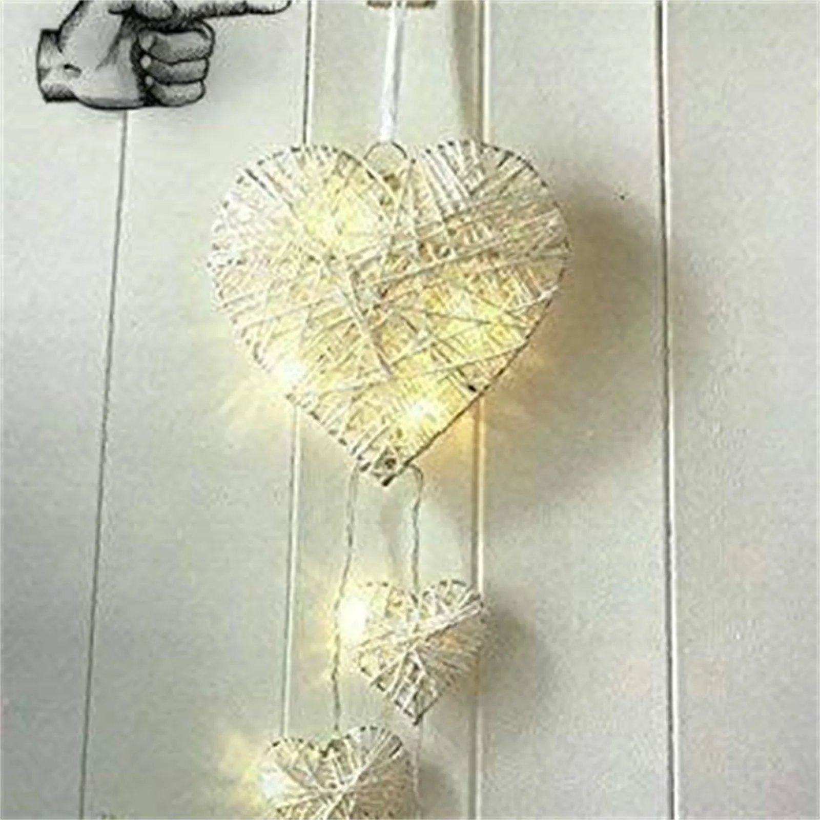40# Natten Lys Ornament Hjem Dekoration Flettede Hjerte Formet Valentine ' s Day Indretning Kæreste En Streng Af Lys Dreamcatcher 4