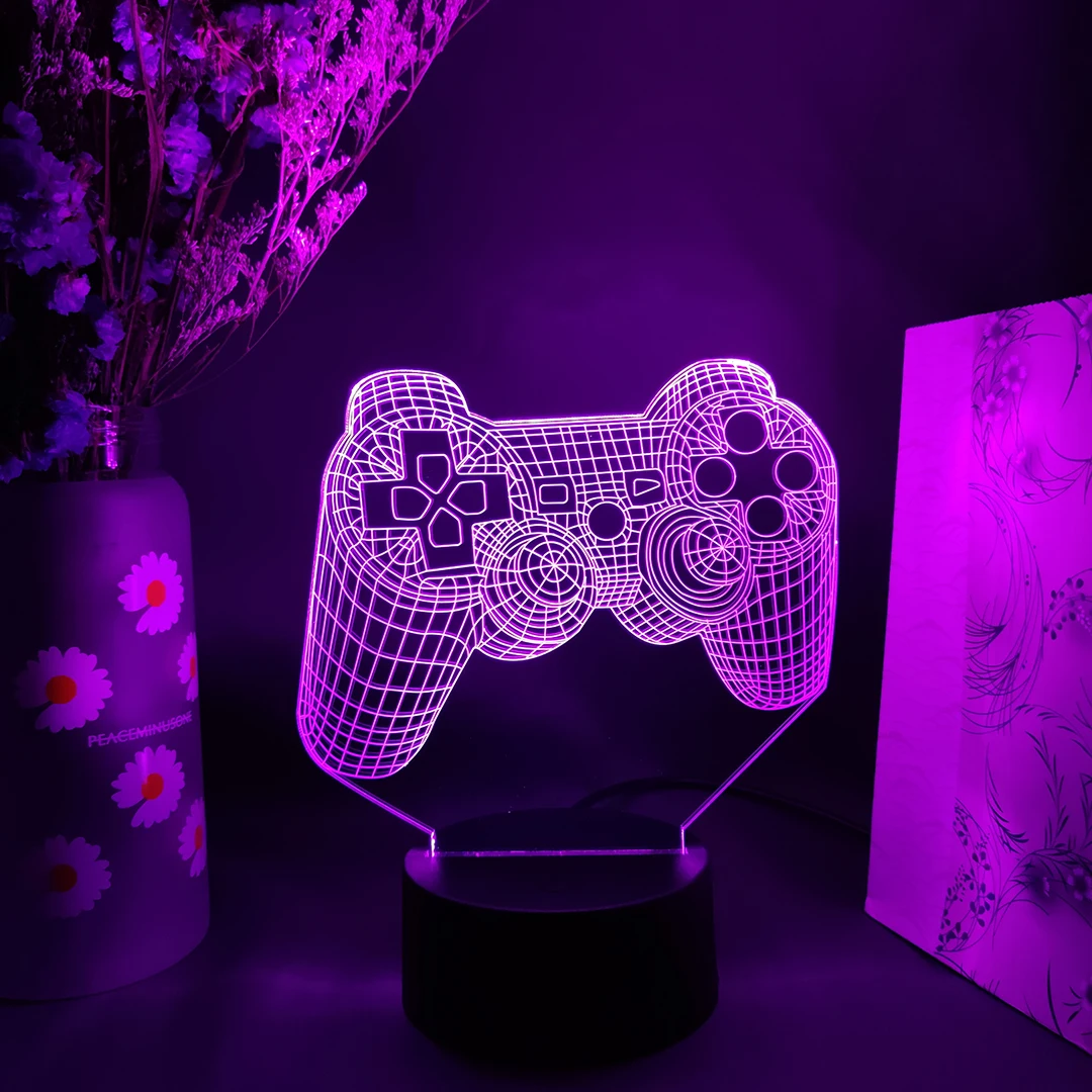 3D Vision Lampe Cool Gave til Spil Fans Konsol Håndtag Billede 7 Farve Skiftende Touch Sensor Nat Lys Gaming Room Dekoration 4