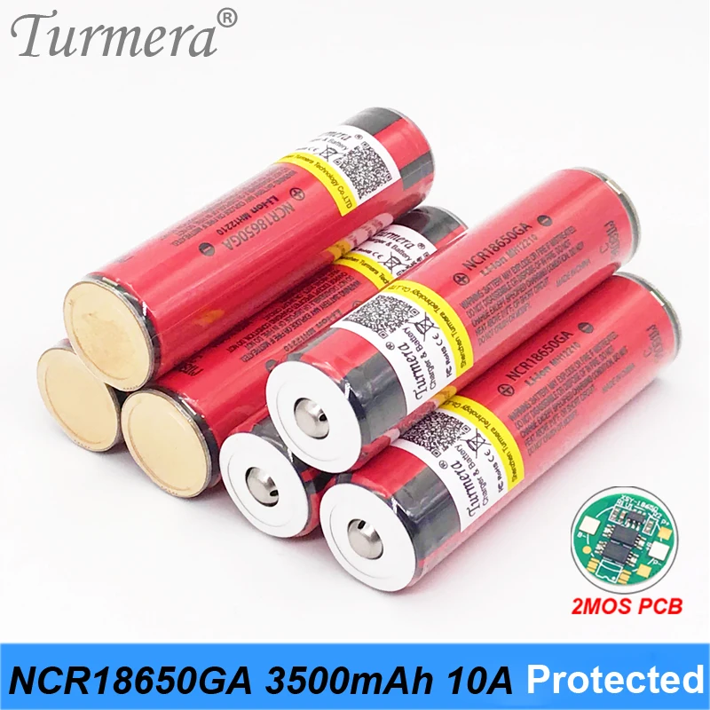 Turmera 18650 3500mAh Batteri NCR18650GA 10A afladningsstrøm med Beskyttet yrelsen for Genopladelig Lommelygte og Bruge Forlygte 4