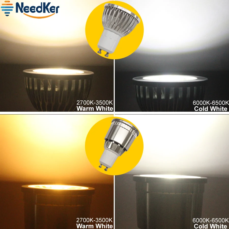 NeedKer LED-Lampe GU10 G5.3 2W LED-Pære, 3W 5W 9W 12W 15W AC 110V 220V Lampada LED Kondensator Lys Cob Spotlight Energibesparelser 4