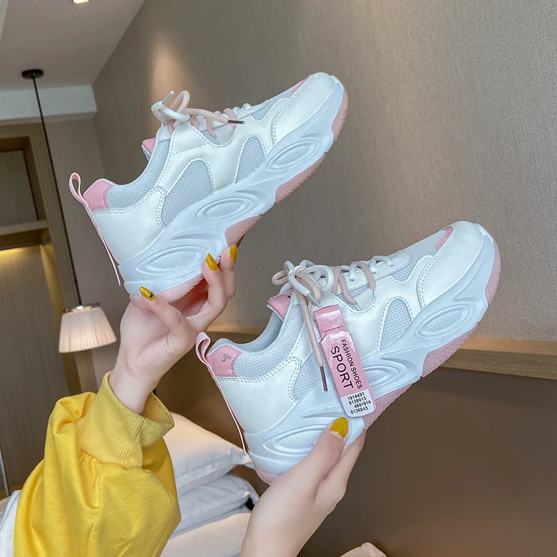 Platform Sneakers til Kvinder Chunky Sko Mærke Mode Snøring Walking Undervisere Mesh-Casual-Sko-Kvinde Vulkaniseret Sko 2020 Ny 4