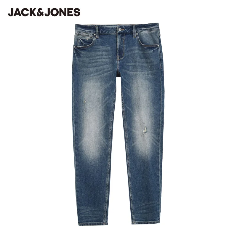 JackJones Mænd ' s Vintage Strække Whiskering & vasket Slim Fit Ripped Jeans| 220132538 4